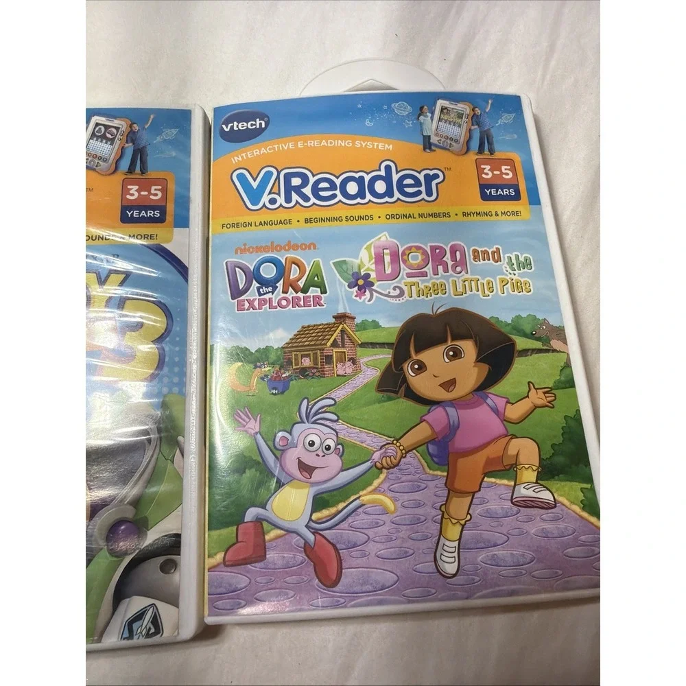 V.Reader By Vtech And 3 Cartridges No Charger UNTESTED